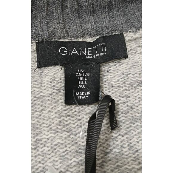 Gianetti mens large 1/4 zip Italian wool mockneck sweater gray - Picture 6 of 8